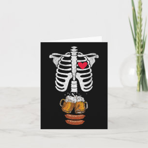 Cartão Pai Esqueleto Salsicha de Halloween Enchida Engraç