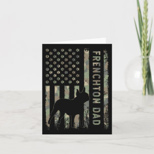 Cartão Pai Francês Buldogue Boston Terrier Camo Usa Flag