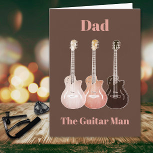 Cartão Pai Guitarra elétrica acústica rústica Dia dos Pai
