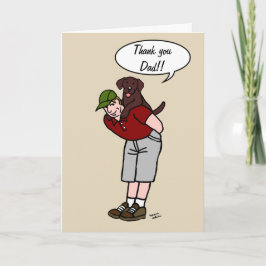Cartão Pai Labrador de Chocolate em Dia de os pais Vermel