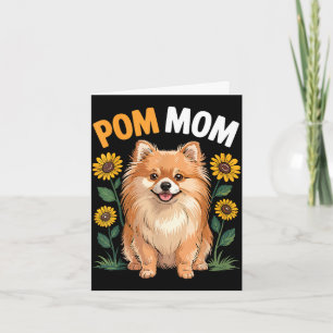 Cartão Pai mãe pomerânia cão amante de girassol dia das m