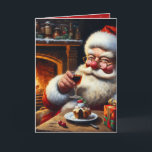 Cartão Pai Natal 3<br><div class="desc">Cheery Papai Noel ganha sua torta de Sherry e mince enquanto ele oferece presentes ao redor do mundo!</div>