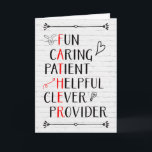 Cartão Pai Natal Acrótico<br><div class="desc">Cartão de aniversário para pai com palavras descritivas,  incluindo diversão,  carinho,  paciente,  útil,  inteligente,  provedor,  com certas letras que soletram "PAI" A placa tem um fundo branco e coelho,  coração,  flecha e rabisco de lâmpada. Mude o dentro,  se quiser.</div>