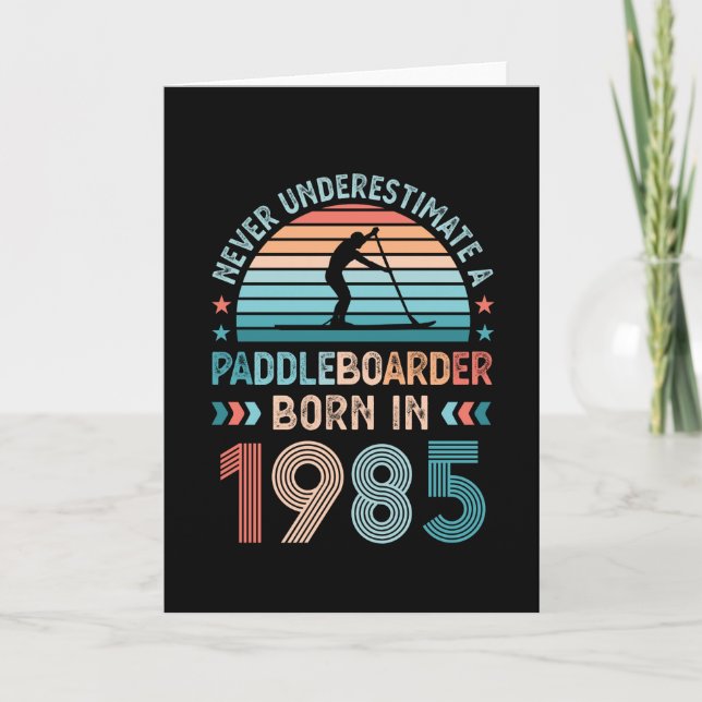Cartão Pai Paddleding Sup aniversário de 40 anos 1985 nas (Frente)