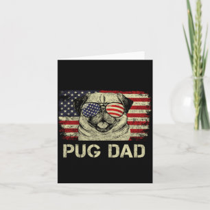 Cartão Pai Pug Masculino Amantes de Cães Bandeira America