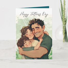 Cartão Pai segurando filhos e dentro de Mensagem personal