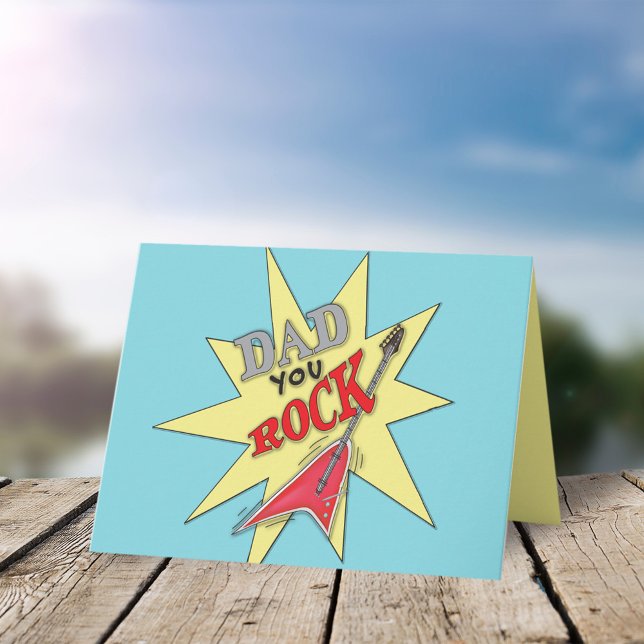 Cartão Pai Simples e Bonito Rock n Roll Guitar (Criador carregado)