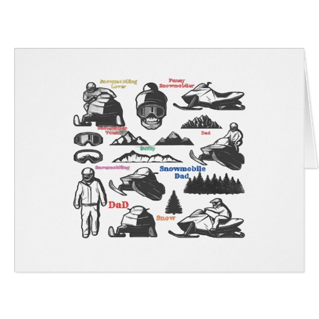 Cartão Pai Snowmobile, Lover Snowmobile (Frente horizontal)