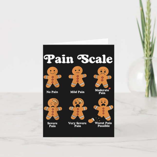Cartão Pain Scale Funny Gingerbread Christmas Nurse Pain  (Frente)