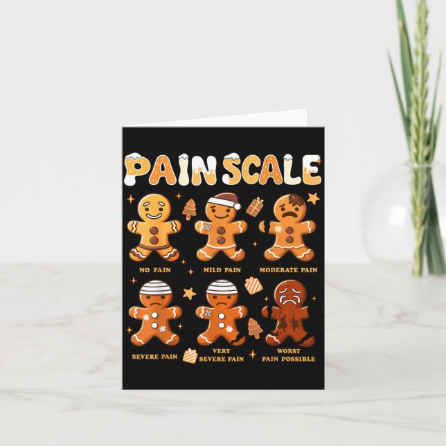 Cartão Pain Scale Funny Gingerbread Man Christmas Nurse H (Frente)