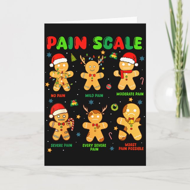 Cartão Pain Scale Funny Gingerbread Man Christmas Nurse H (Frente)
