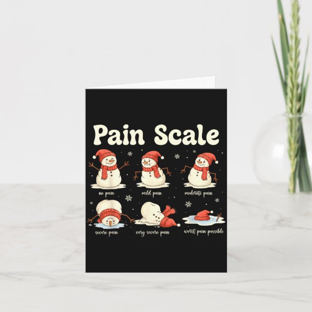 Cartão Pain Scale Snowman Funny Nurse Christmas Icu Nurse (Frente)
