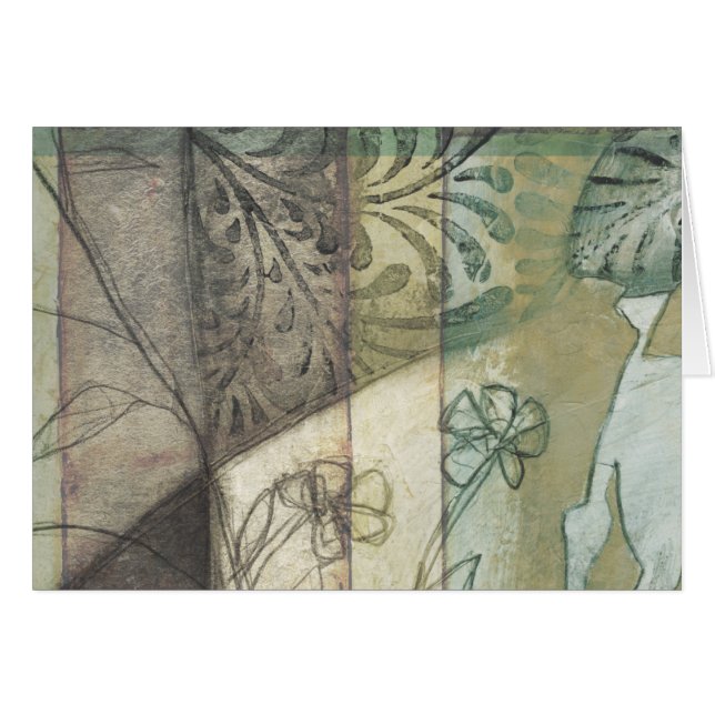 Cartão Painel de Jardim com Folhas, Flores e Grama (Frente Horizontal)