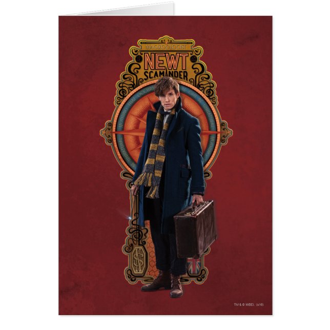 Cartão Painel NEWT SCAMANDER™ Art Nouveau em pé (Frente)