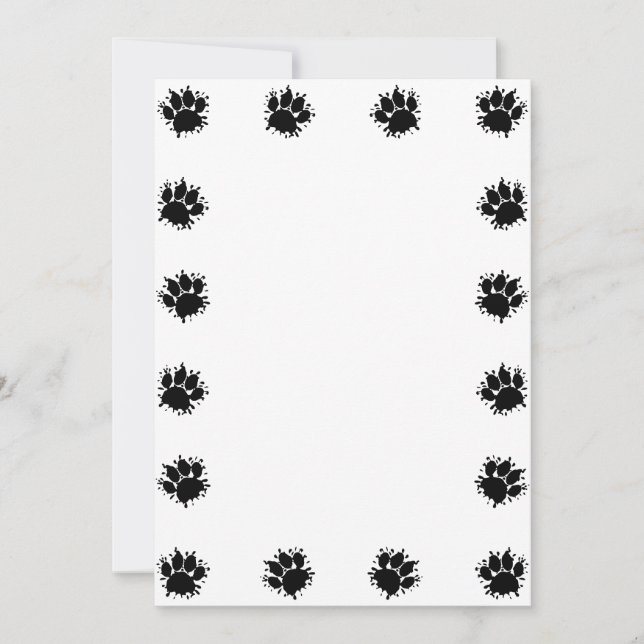 Cartão Paint Splatter Dog Paw Prints DIY Card (Frente)