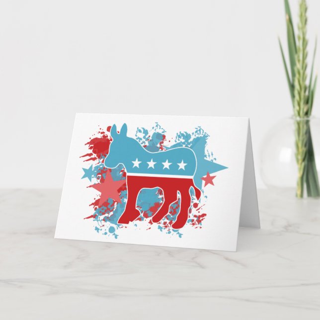 Cartão Paint Splatters Democrat Donkey (Frente)