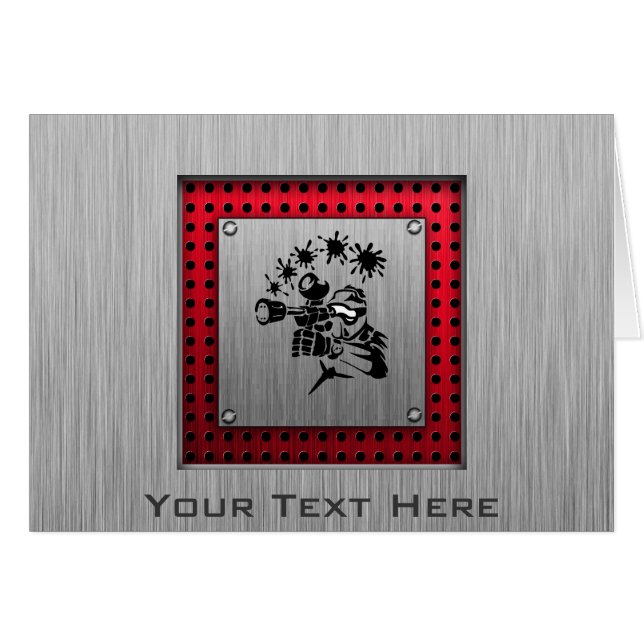 Cartão Paintball escovado do olhar do metal (Frente Horizontal)