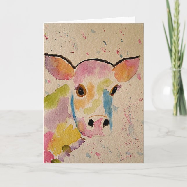 Cartão Painted Cow Blank Greeting Card (Frente)