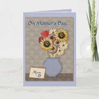 Cartão Painted Flowers in a Blue Vase - Personalized