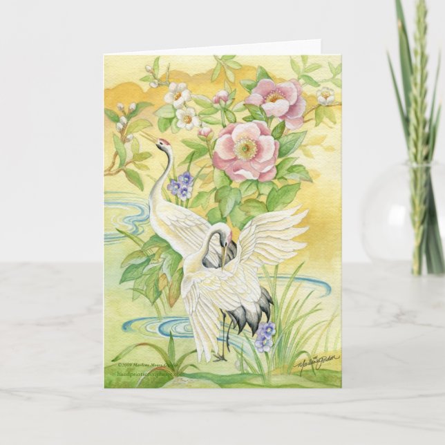 Cartão Pair of Cranes Blank Greeting Card (Frente)