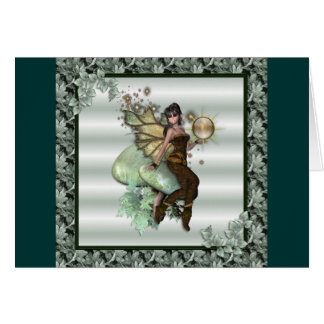 Cartão País das fadas verde da folha do KRW