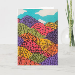 Cartão Paisagem Abstrata Curva Flexível Lápis de Cor