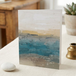 Cartão Paisagem abstrata em aquarela azul e dourado