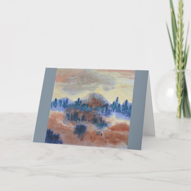 Cartão Paisagem abstrato - Deserto, Cavalo e Cavaleiro (Frente)