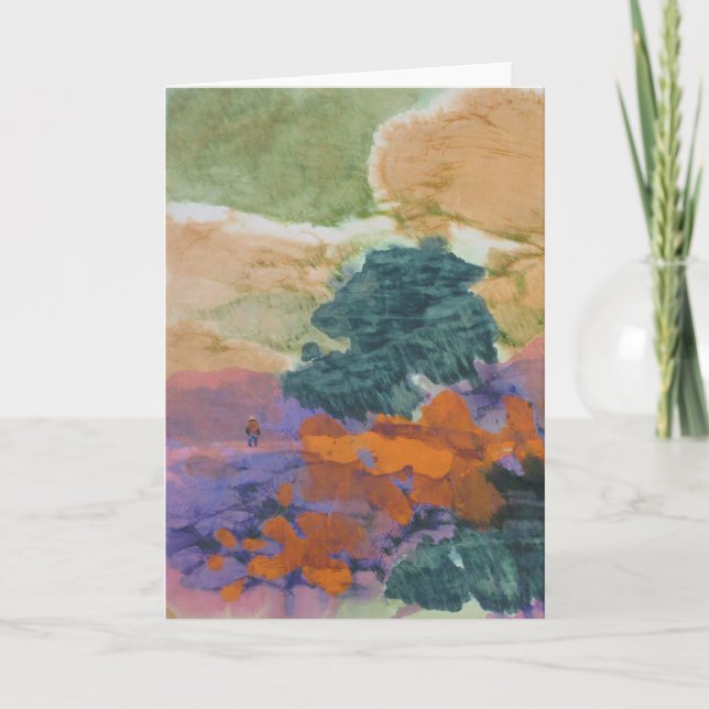 Cartão Paisagem abstrato - Figura em Pé Próximo às Árvore (Frente)