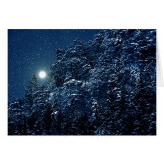 Cartão Paisagem bonita do inverno com árvores cobertos de