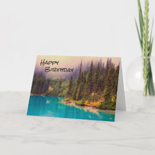 Cartão Paisagem Cêntica do Norte Feliz Aniversário Russ