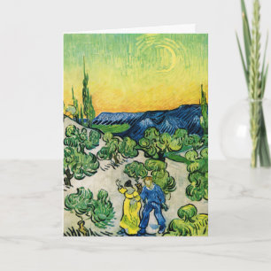 Cartão Paisagem com Casal Caminhando de Vincent van Gogh