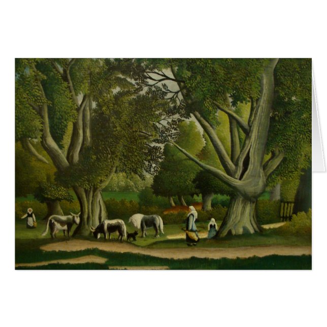 Cartão Paisagem com Milkmaids por Henri Rousseau (Frente Horizontal)