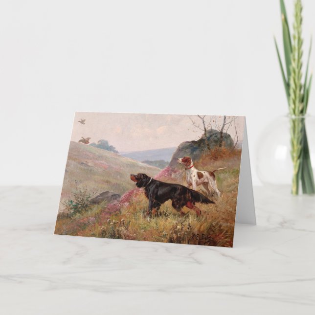 Cartão Paisagem com Ponteiro e Setter | Eugene Petit (Frente)