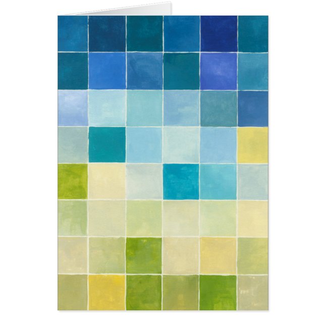 Cartão Paisagem com Quadrados Pixilados Multicoloridos (Frente)
