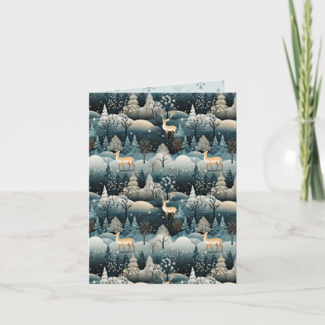 Cartão Paisagem Contemporânea E Natal De Veado (Frente)