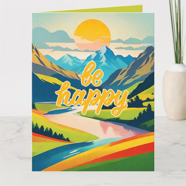 Cartão Paisagem da Montanha Retroativa (Frente)