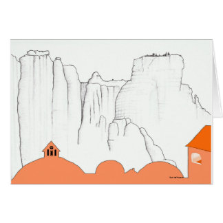 Cartão Paisagem da piscina. Meteora Monastary de