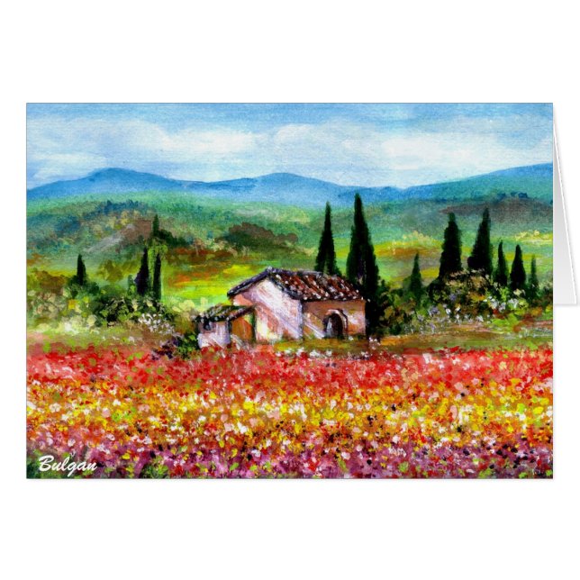 Cartão PAISAGEM DA TUSCÂNIA primavera (Frente Horizontal)