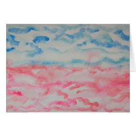 Cartão Paisagem De Abstrato Azul E Rosa Brilhante