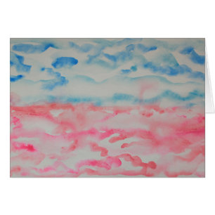 Cartão Paisagem De Abstrato De Aquarela Brilhante E Azul