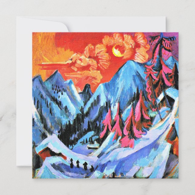 Cartão Paisagem de inverno em Lua por Ernst Kirchner (Frente)
