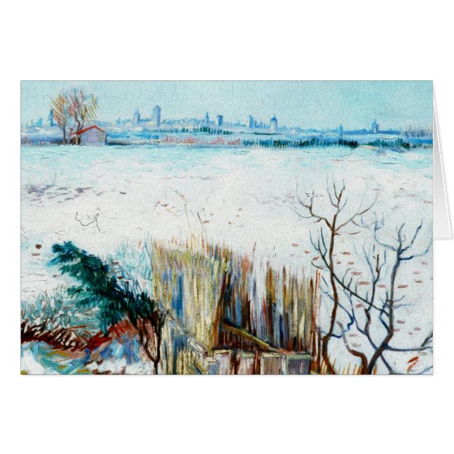 Cartão Paisagem de neve com Arles por Vincent van Gogh (Frente Horizontal)