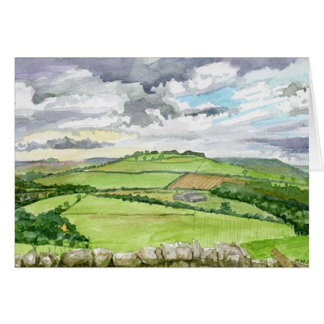 Cartão Paisagem de Northumberland Watercolor (Frente Horizontal)