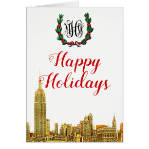 Cartão Paisagem de Nova York Natal Felizes Festas