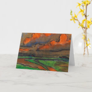 Cartão Paisagem de Pântano Sob Nuvens Vermelhas Emil No