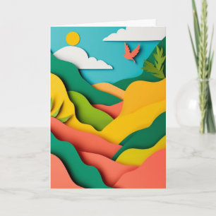Cartão Paisagem de Papel Camadas Iluminada pelo Sol