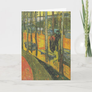 Cartão Paisagem de Parque Outonal Laranja Vintage Van Gog