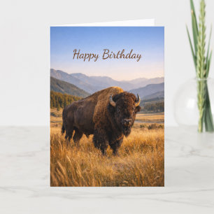 Cartão Paisagem de Vida Selvagem Aniversário do Bisonte A