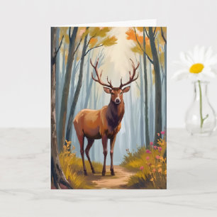 Cartão Paisagem em Aquarela da Floresta de Alces